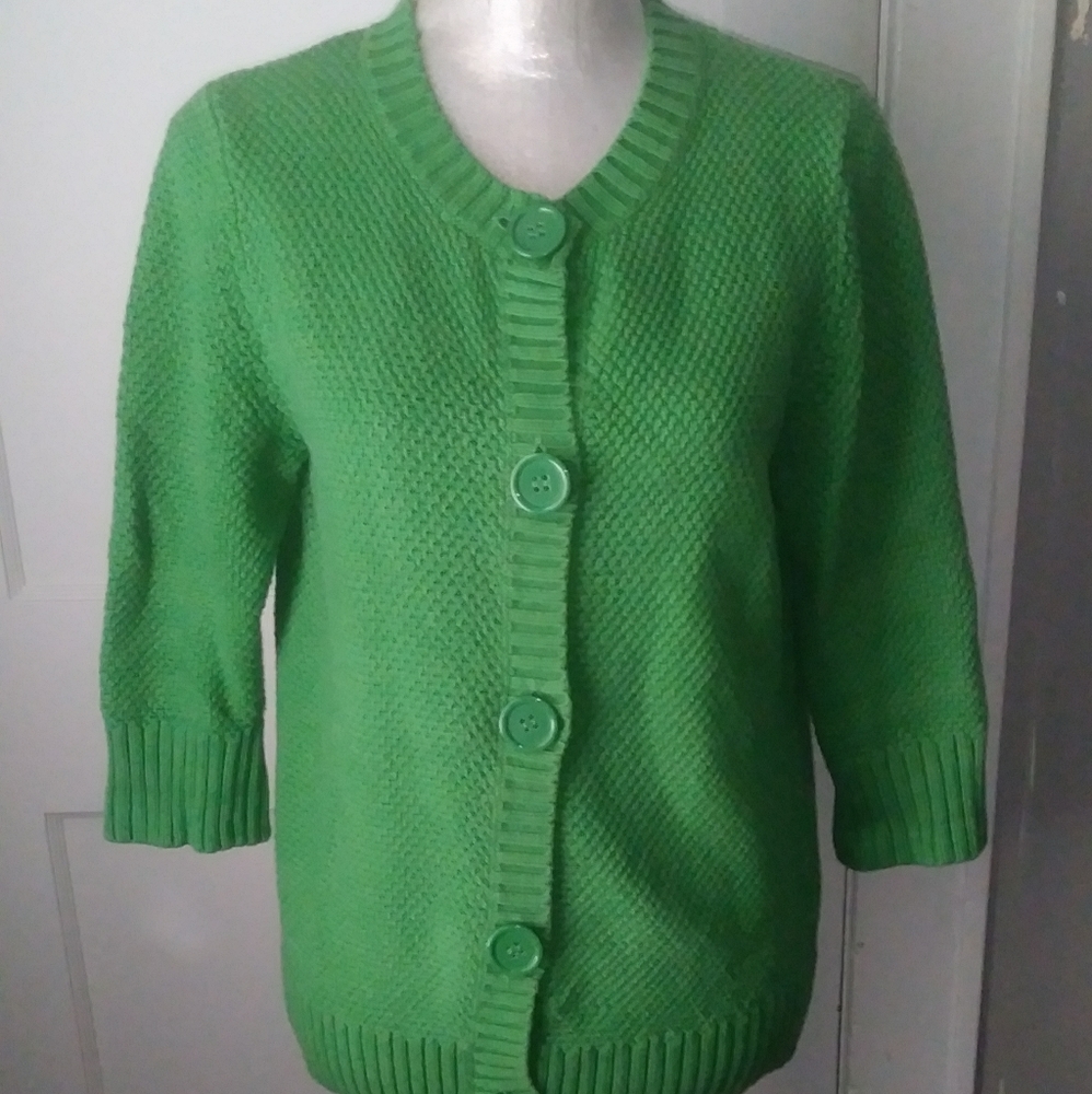 L.L. Bean Green Button Down Cardigan Sweater